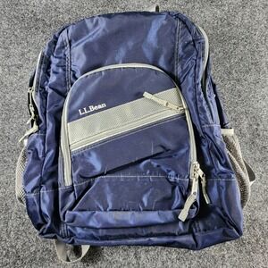 L.L. Bean Deluxe Book Pack Backpack Navy Blue Nylon School Travel 505191
